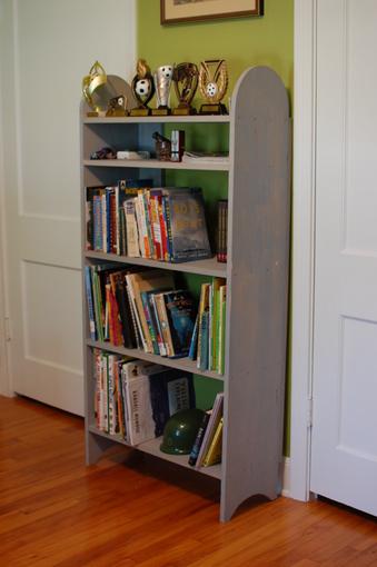 blue shaker bookshelf