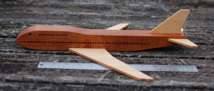 wooden toy jumbo jet airplane